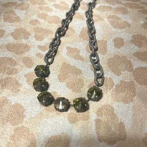Sabika Silver Necklace with Green Accents